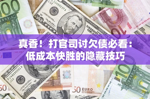 武汉真香！打官司讨欠债必看：低成本快胜的隐藏技巧