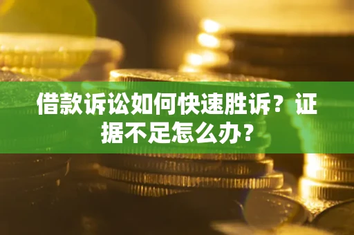 武汉借款诉讼如何快速胜诉？证据不足怎么办？